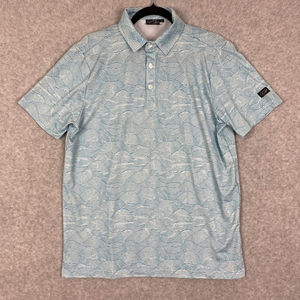 Sunday Swagger Shirt Mens M Blue Golf Polo Short Sleeve All Over Print